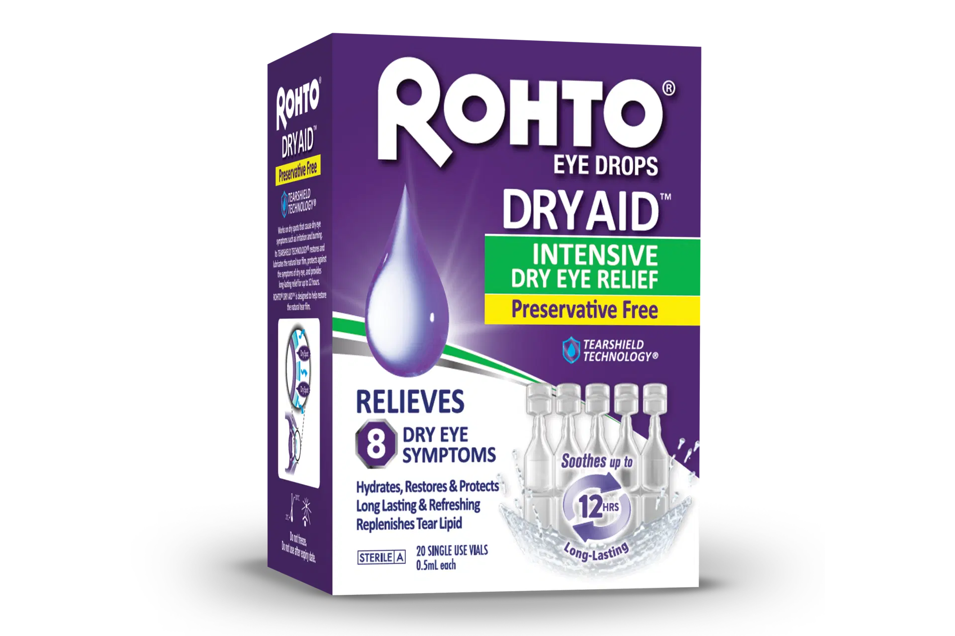 Rohto Dry Aid Eye Drops Preservative Free - 20 x 0.5mL Single-Use Vials - Image 2